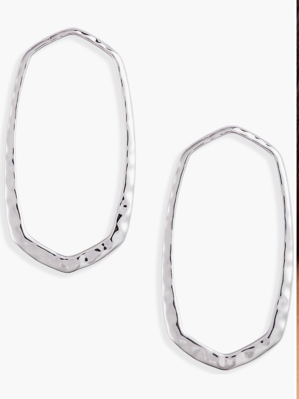Kendra Scott Silver Hammered Open Oval Hoop Earrings